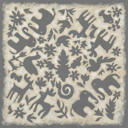 Framed Folk Story in Grey Print