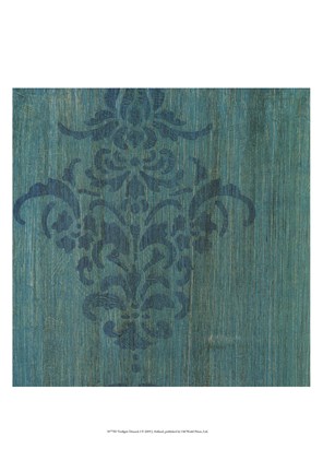 Framed Verdigris Damask I Print