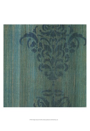 Framed Verdigris Damask II Print