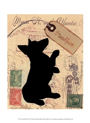 Framed Corgi Silhouette Print