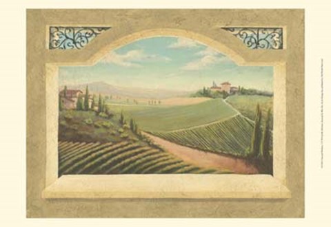 Framed Vineyard Window I Print