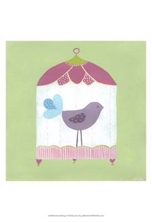 Framed Patchwork Birdcage I Print