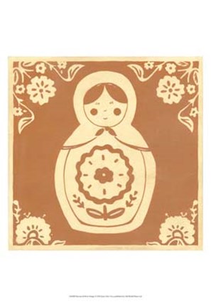 Framed Russian Doll in Orange Print