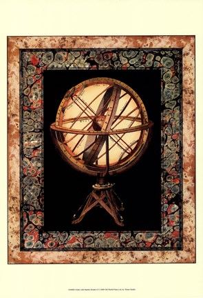 Framed Globe with Marble Border II Print