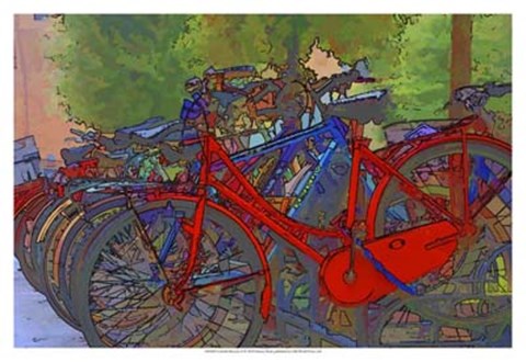 Framed Colorful Bicycles II Print