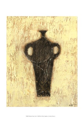 Framed Woodcut Ebony Vase I Print