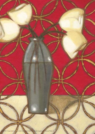 Framed Composition in Red, Gold, Cream II Print