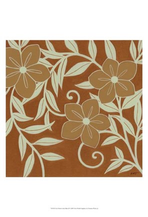 Framed Tan Flowers with Mint Leaves II Print