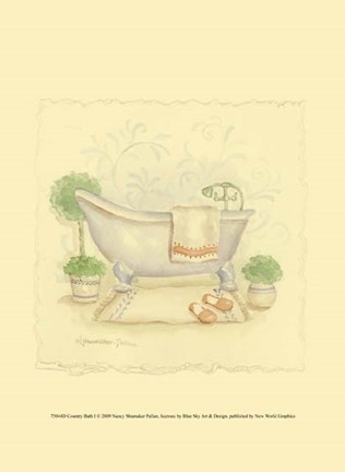Framed Country Bath I Print