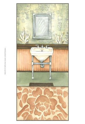 Framed Damask Bath II Print