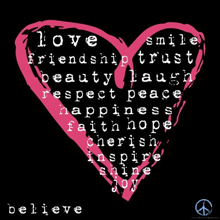 Framed Love Words Print