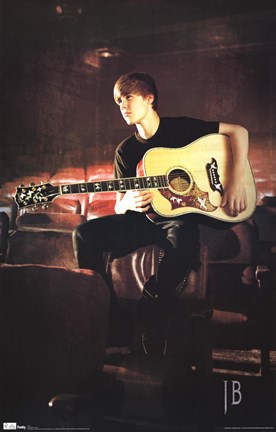 Framed Justin Bieber - Guitar Print