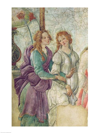 Framed Detail of Venus and the Graces offering gifts to a young girl, 1486 Print