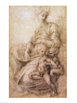 Framed Virgin and Child with the infant Baptist, c.1530 Print