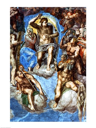 Framed Christ, detail from &#39;The Last Judgement&#39;, in the Sistine Chapel Print