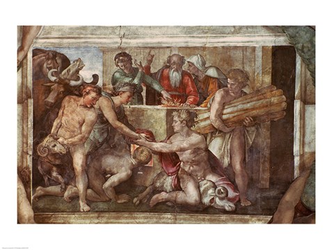 Framed Sistine Chapel Ceiling: Noah After the Flood Print