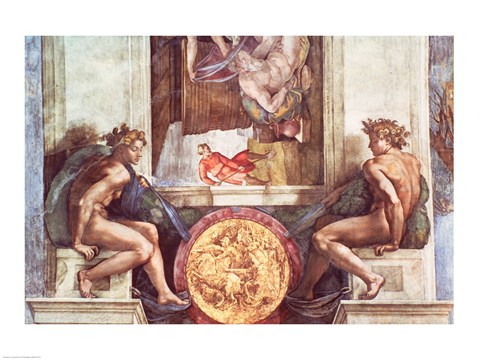 Framed Sistine Chapel Ceiling: Ignudi Print