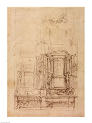 Framed W.26r Design for the Medici Chapel in the church of San Lorenzo, Florence Print