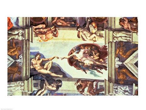 Framed Sistine Chapel Ceiling: Creation of Adam, 1510 Print