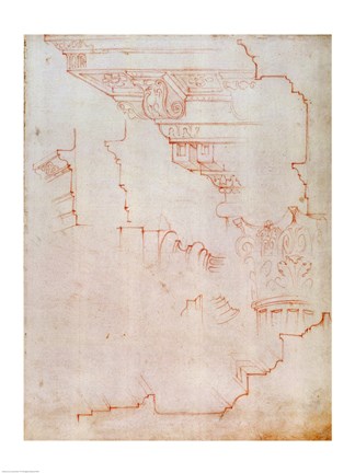 Framed Inv. 1859 6-25-560/2. R. (W.19) Drawing of architectural details Print