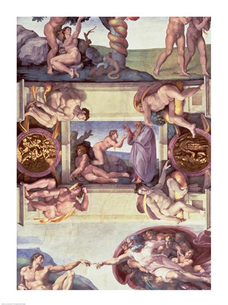 Framed Sistine Chapel Ceiling (1508-12): The Creation of Eve, 1510 Print