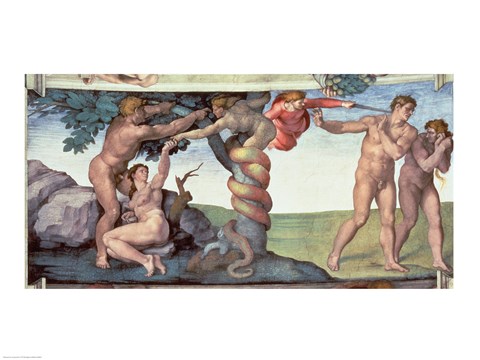 Framed Sistine Chapel Ceiling (1508-12): The Fall of Man, 1510 Print