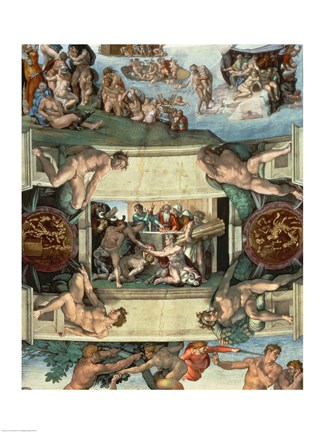 Framed Sistine Chapel Ceiling (1508-12): The Sacrifice of Noah, 1508-10 Print