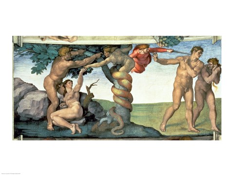 Framed Sistine Chapel Ceiling (1508-12): The Fall of Man, 1510 Print