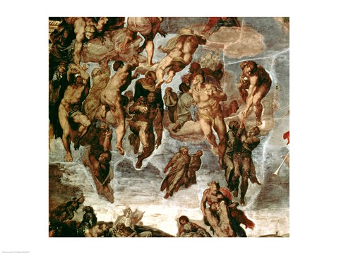 Framed Righteous Drawn up to Heaven, detail from &#39;The Last Judgement&#39;, in the Sistine Chapel, c.1508-12 Print