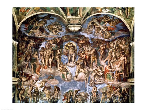 Framed Last Judgement, from the Sistine Chapel, 1538-41 Print