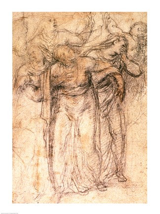 Framed Study of Mourning Women Print