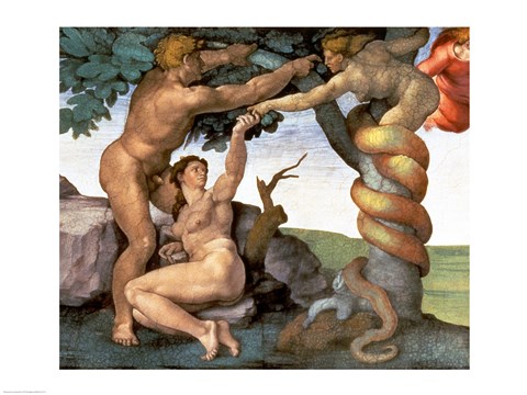 Framed Sistine Chapel Ceiling (1508-12): The Fall of Man, 1510 (detail) Print
