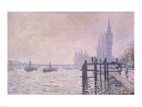 Framed Thames below Westminster, 1871 Print