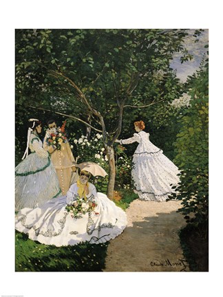 Framed Women in the Garden, 1867 Print