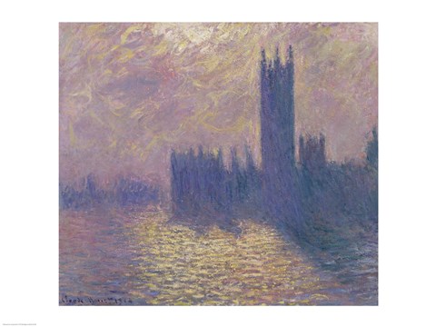 Framed Houses of Parliament, Stormy Sky, 1904 Print
