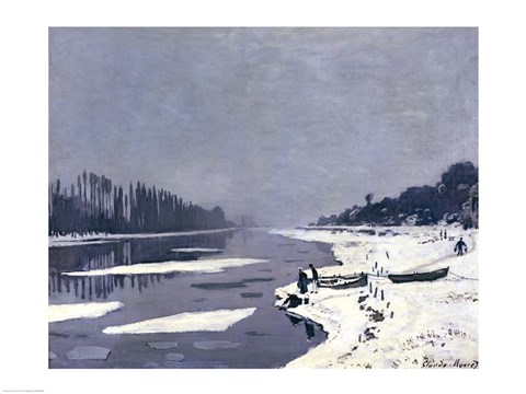 Framed Ice on the Seine at Bougival, c.1864-69 Print