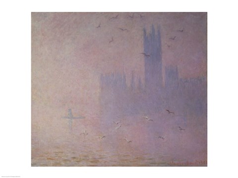 Framed Seagulls over the Houses of Parliament, 1904 Print