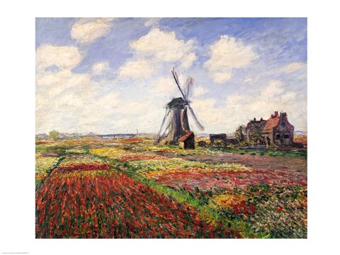 Framed Tulip Fields with the Rijnsburg Windmill, 1886 Print