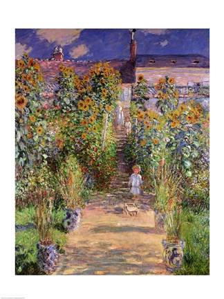 Framed Artist's Garden at Vetheuil, 1880 Print