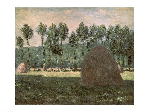 Framed Haystacks near Giverny, c.1884-89 Print