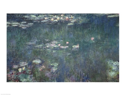 Framed Waterlilies: Green Reflections, 1914-18 Print