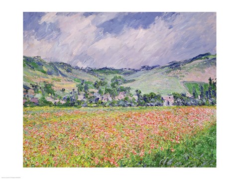 Framed Poppy Field near Giverny, 1885 Print