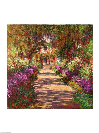 Framed Pathway in Monet&#39;s Garden, Giverny, 1902 Print