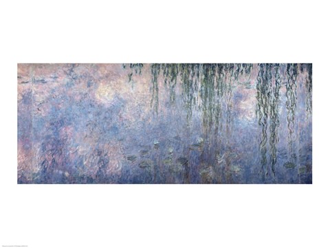 Framed Waterlilies: Morning with Weeping Willows, detail of central section, 1914-18 Print