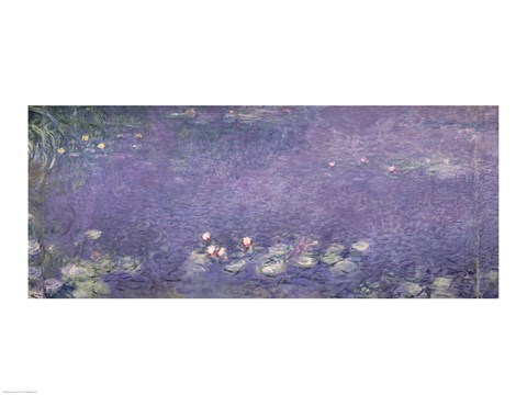 Framed Waterlilies: Morning, 1914-18 (centre left section) Print