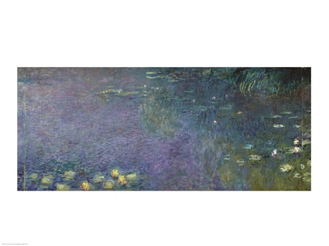 Framed Waterlilies: Morning, 1914-18 (centre right section) Print