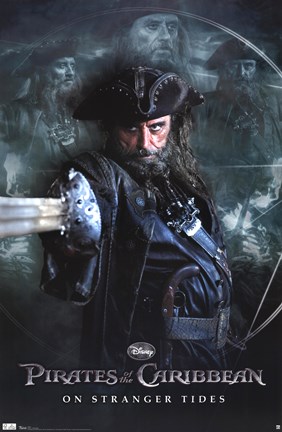 Framed Pirates of the Caribbean 4 - Black Beard Print