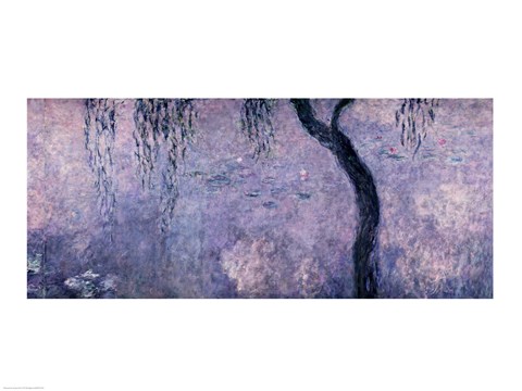 Framed Waterlilies: Two Weeping Willows, right section, 1914-18 Print