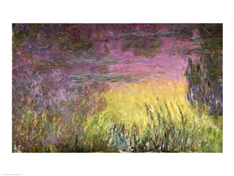 Framed Waterlilies at Sunset, 1915-26 (detail of left side) Print