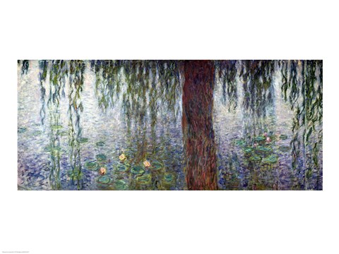 Framed Waterlilies: Morning with Weeping Willows, detail of the left section, 1915-26 Print